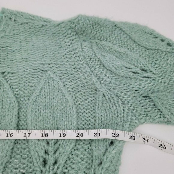 ^ Topshop Large 12 Women's Petal Pointelle Mint Sweater - Picture 7 of 9